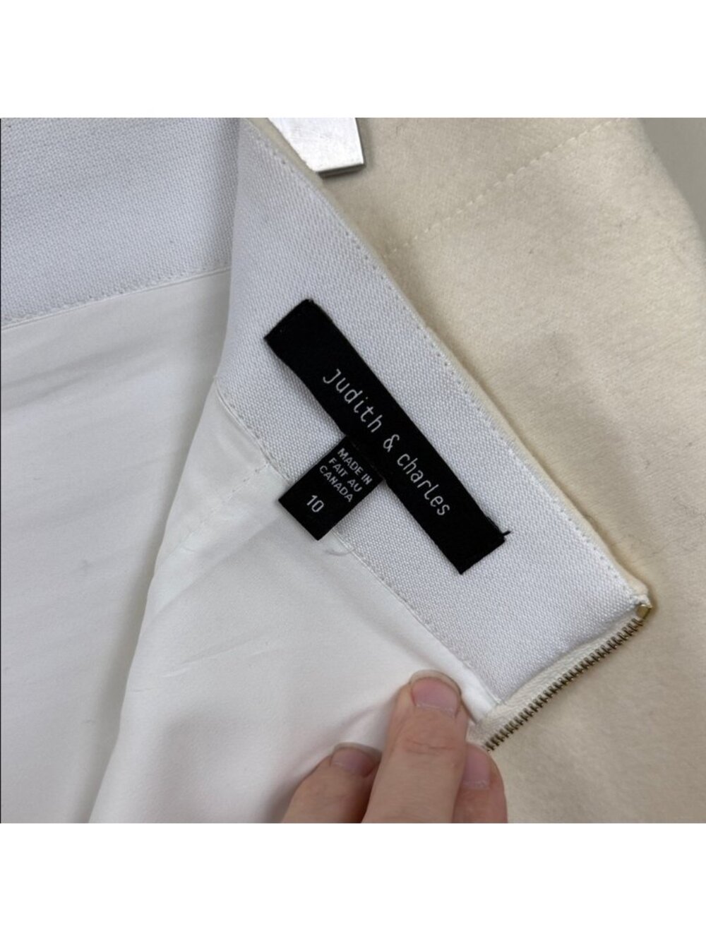 JUDITH & CHARLES Elegant Cream Women's classic a line wool blend Skirt Canada - Picture 8 of 10